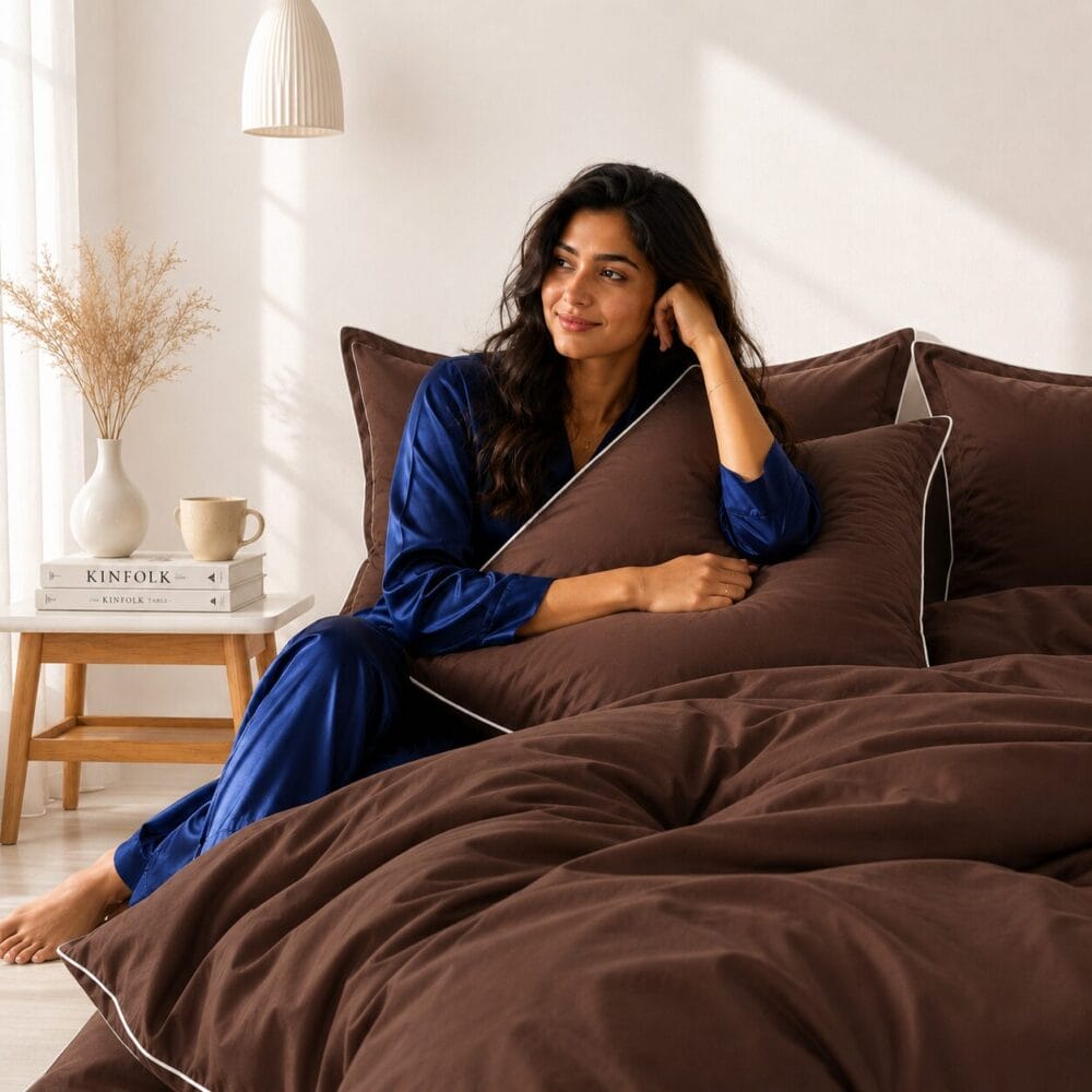Comforter Cover with Pillow Cover - Chocolate Brown - Image 4