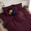Bedsheet With Pillow Cover - Wine Cotton - Thumbnail Image 9