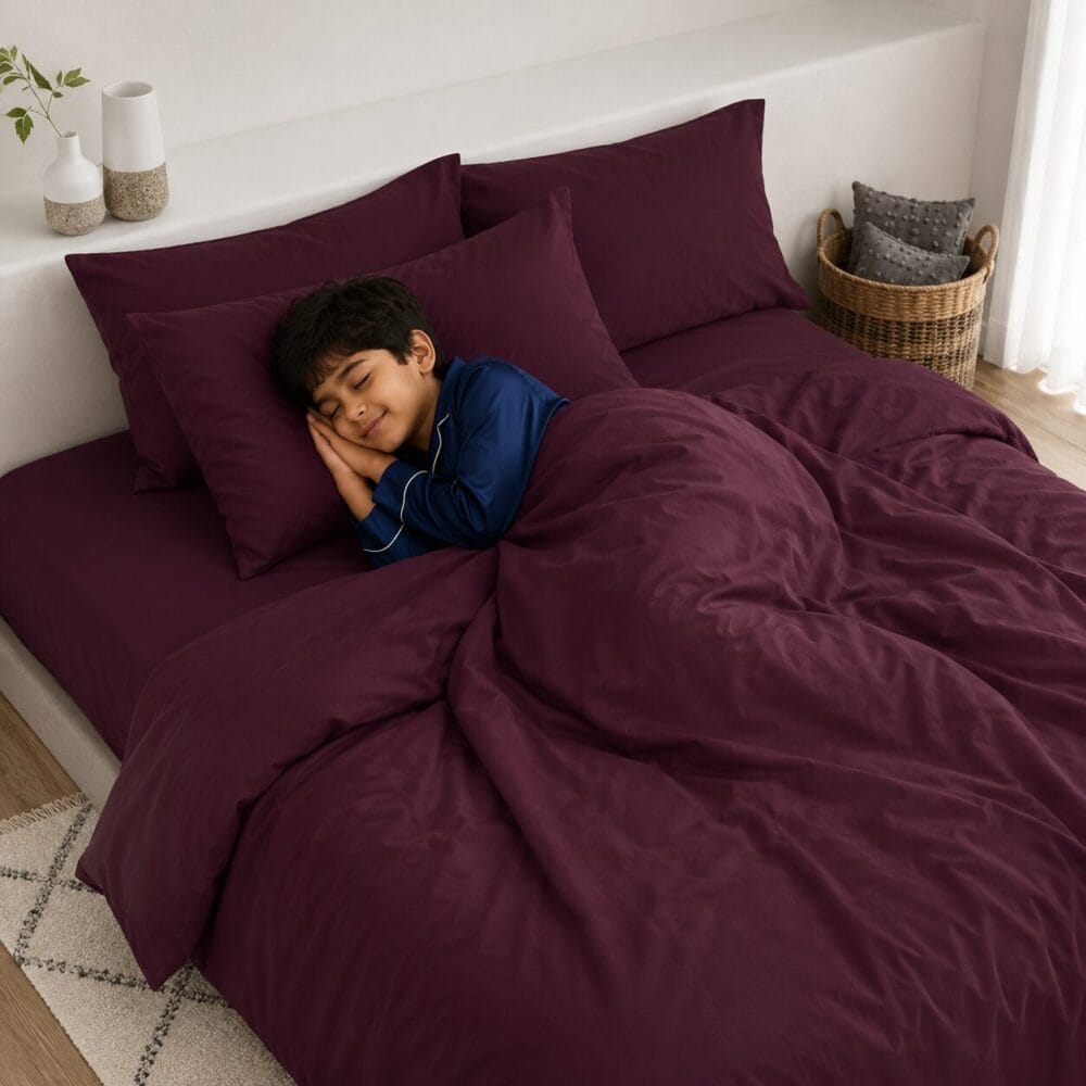 Bedsheet With Pillow Cover - Wine Cotton - Image 9