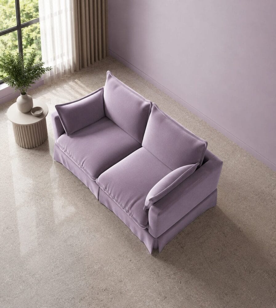 Keswick 2 Seater Sofa - Lavender Velvet - Image 4
