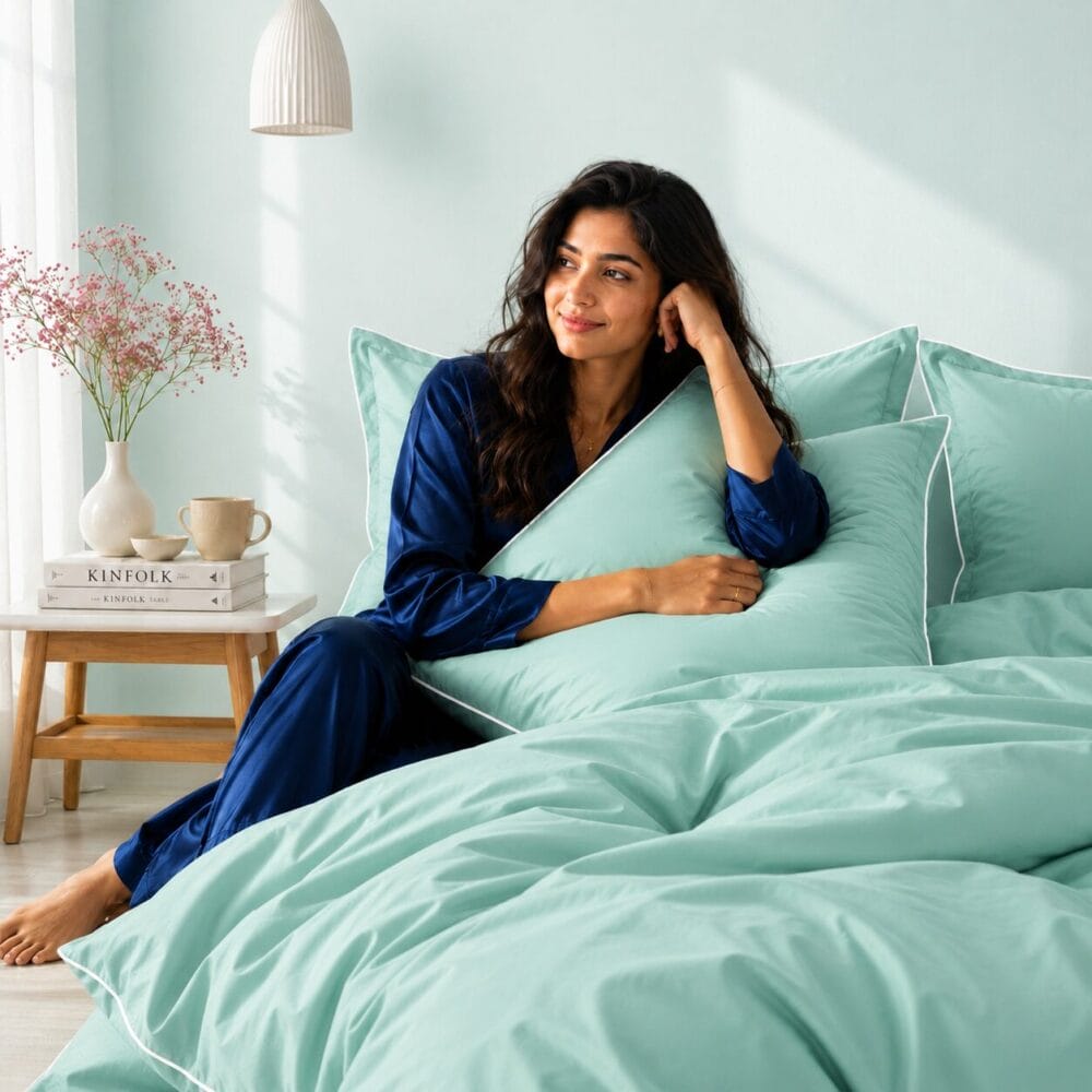 Comforter Cover with Pillow Cover - Mint Green - Image 6
