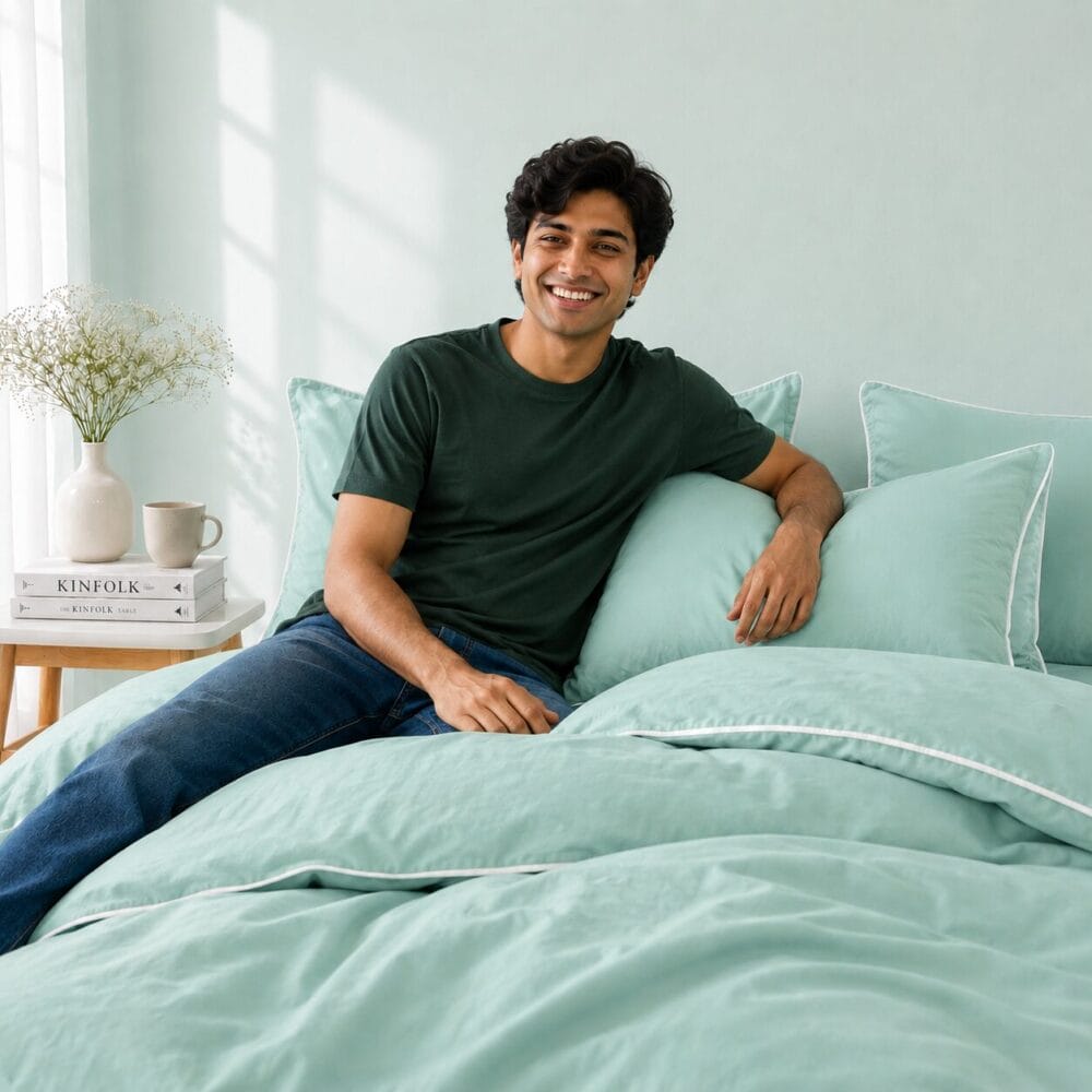 Comforter Cover with Pillow Cover - Mint Green - Image 7