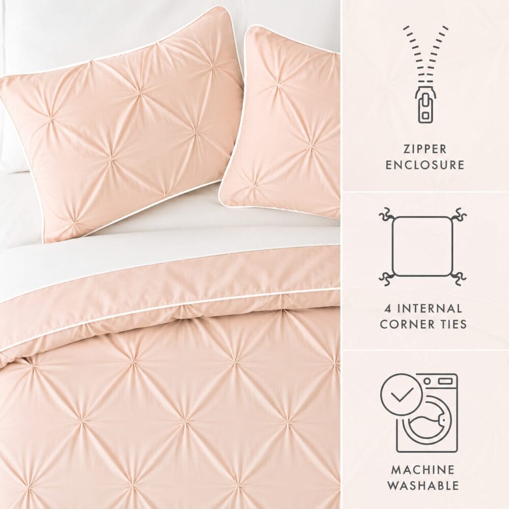 Pinch Style Comforter Cover with Pillow Cover - Peach - Image 2