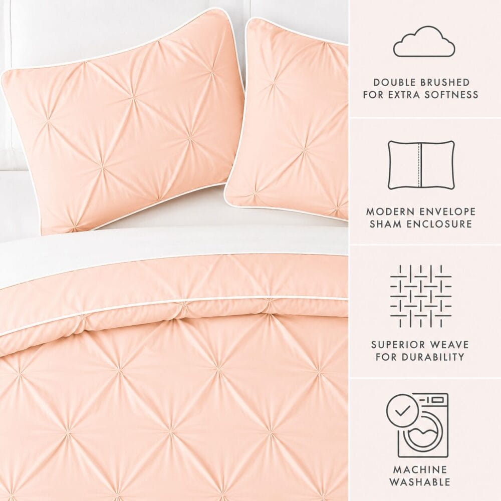 Pinch Style Comforter Cover with Pillow Cover - Peach - Image 5