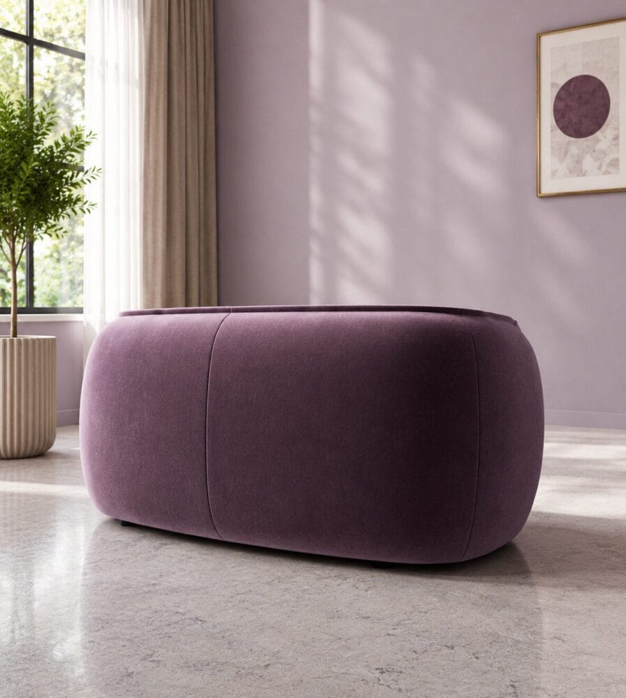 Santena 2 Seater Sofa - Dark Purple Velvet - Image 2