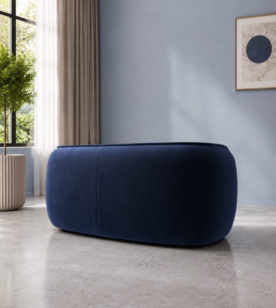 Santena 2 Seater Sofa - Navy Blue Velvet - Image 2