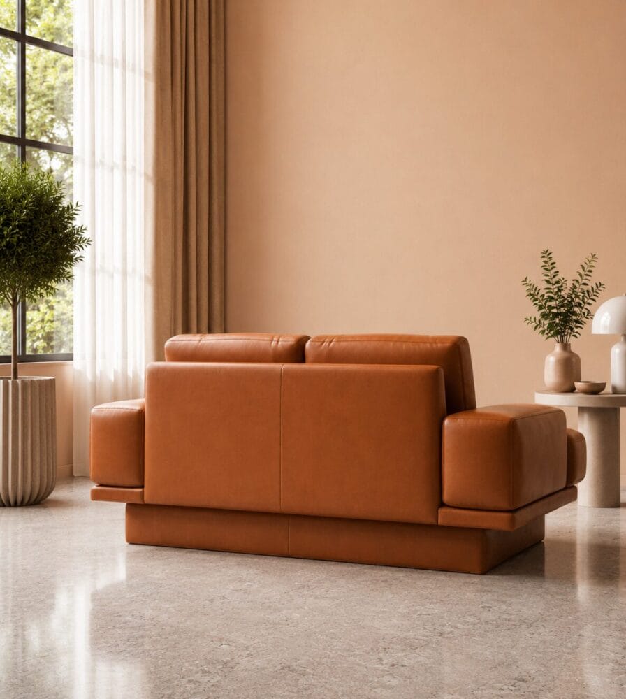 Trenton 2 Seater Sofa - Burnt Orange Leatherette - Image 2