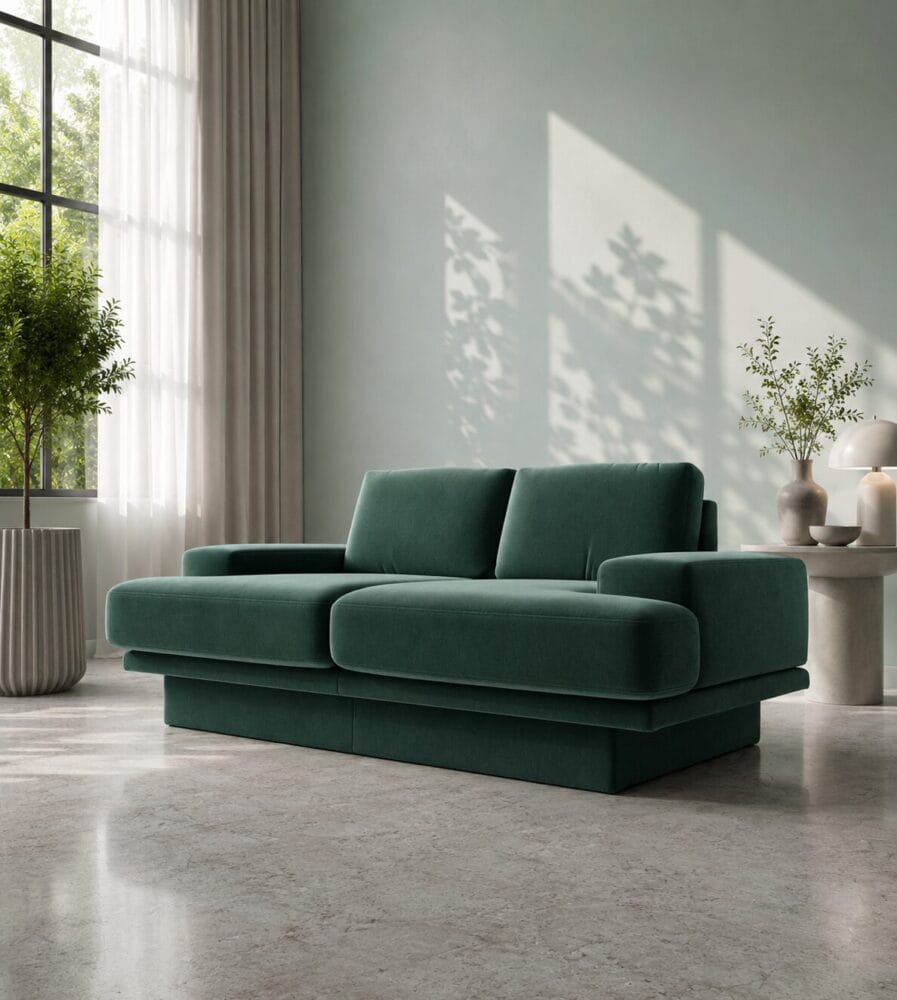 Trenton 2 Seater Sofa - Emerald Green Velvet - Image 3