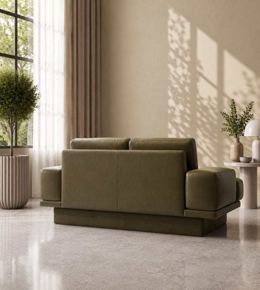 Trenton 2 Seater Sofa - Olive Green Leatherette - Image 2
