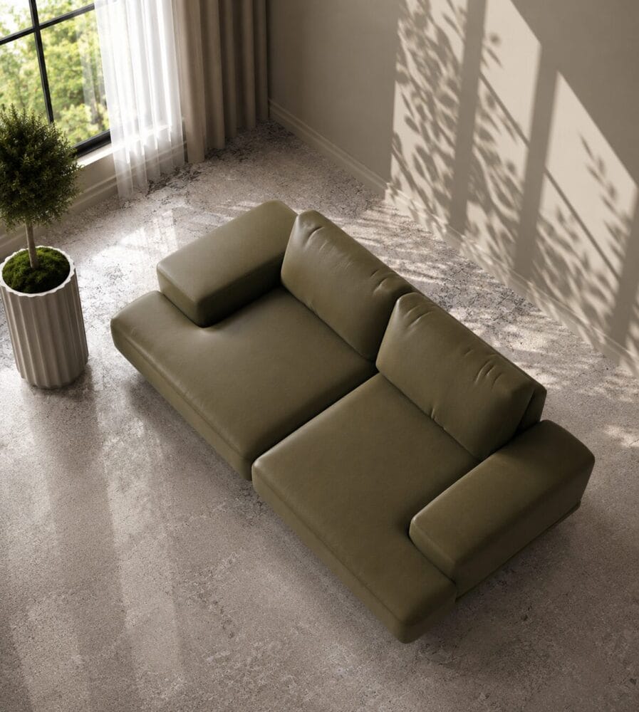 Trenton 2 Seater Sofa - Olive Green Leatherette - Image 3