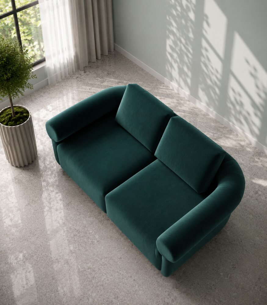 Velora 2 Seater Sofa - Peacock Green Velvet - Image 4