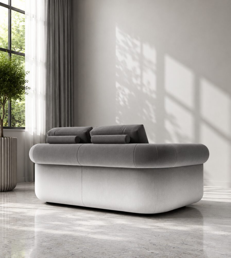 Velora 2 Seater Sofa - Grey Ombre Velvet - Image 3