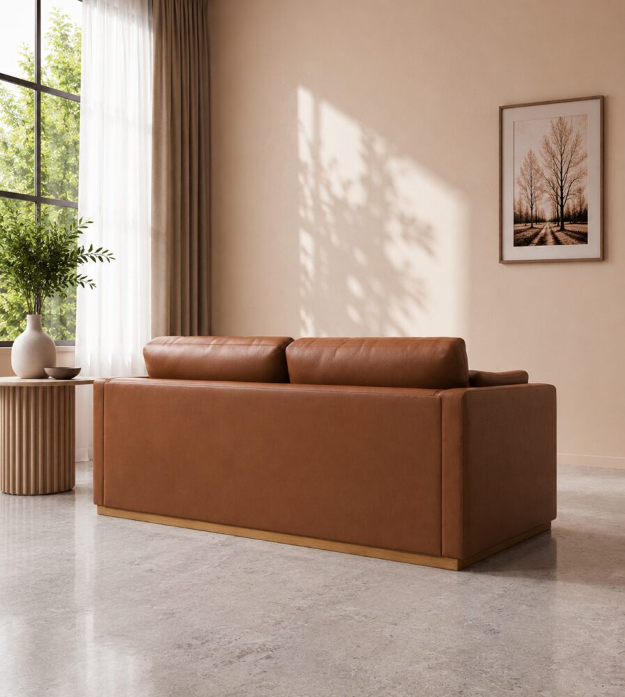 Victor 2 Seater Sofa - Brown Leatherette - Image 4