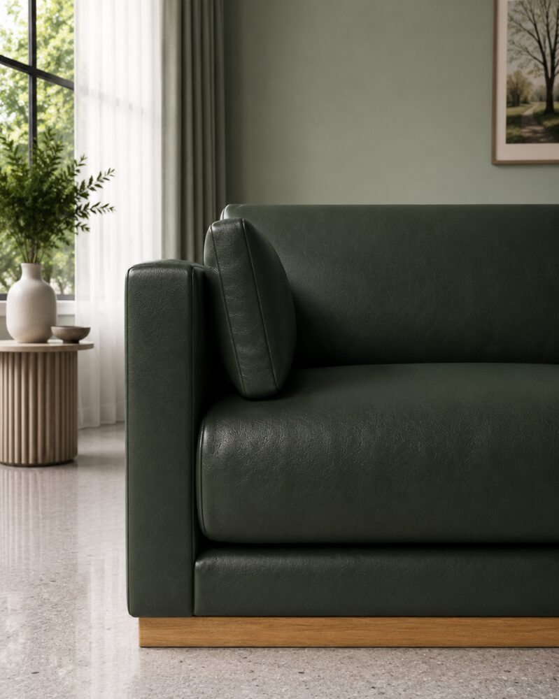 Victor 2 Seater Sofa - Emerald Green Leatherette - Image 3