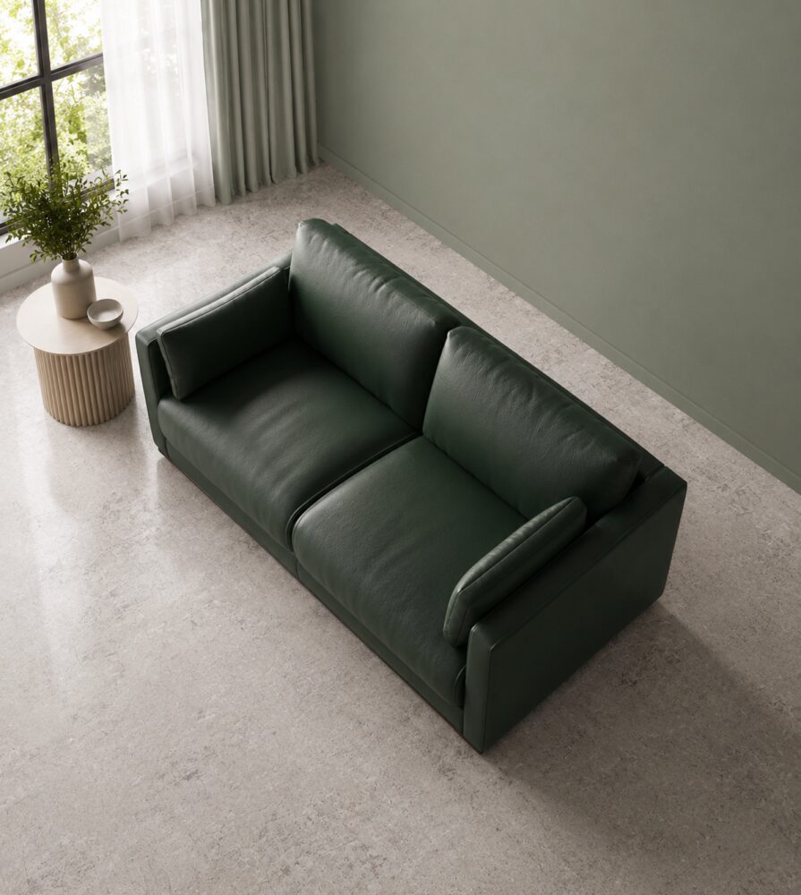 Victor 2 Seater Sofa - Emerald Green Leatherette - Image 4