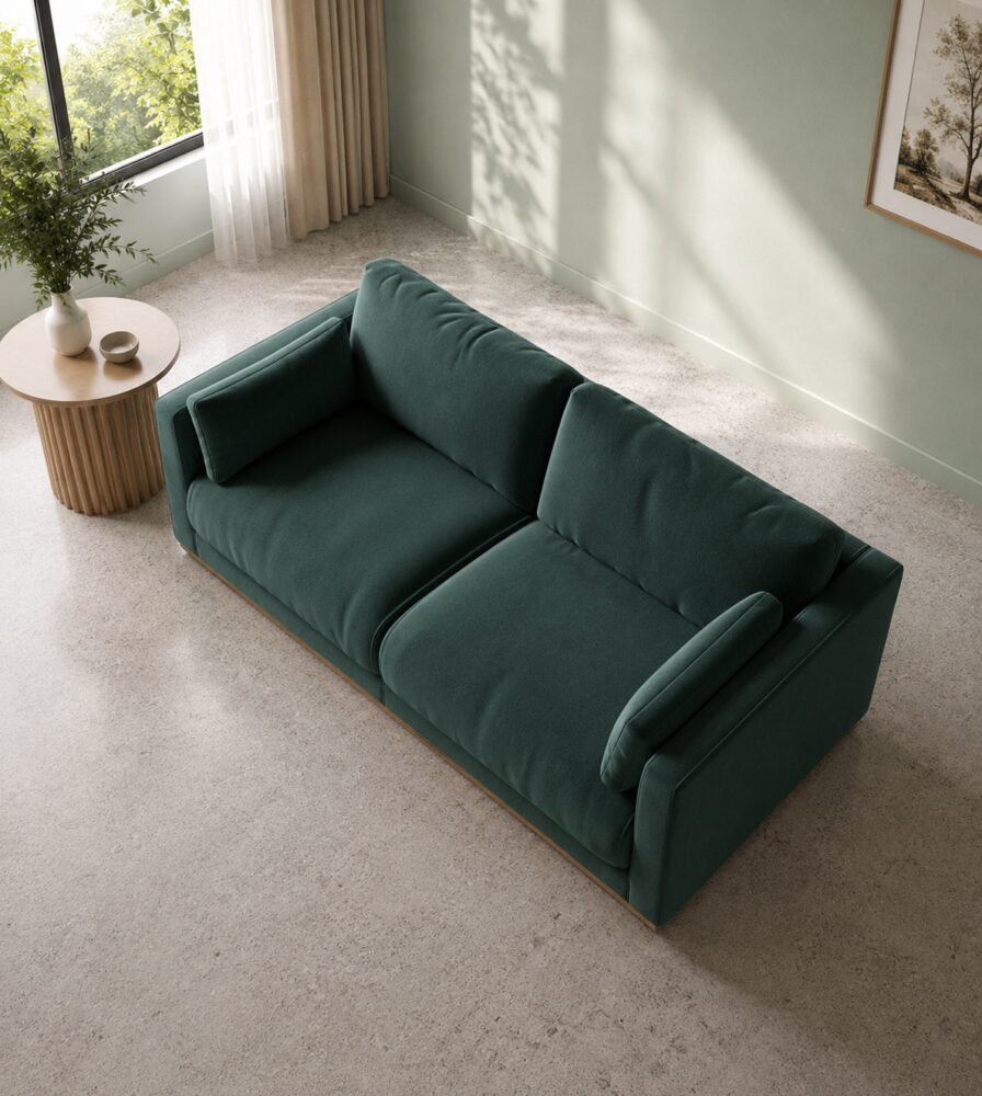 Victor 2 Seater Sofa - Peacock Green Velvet - Image 4