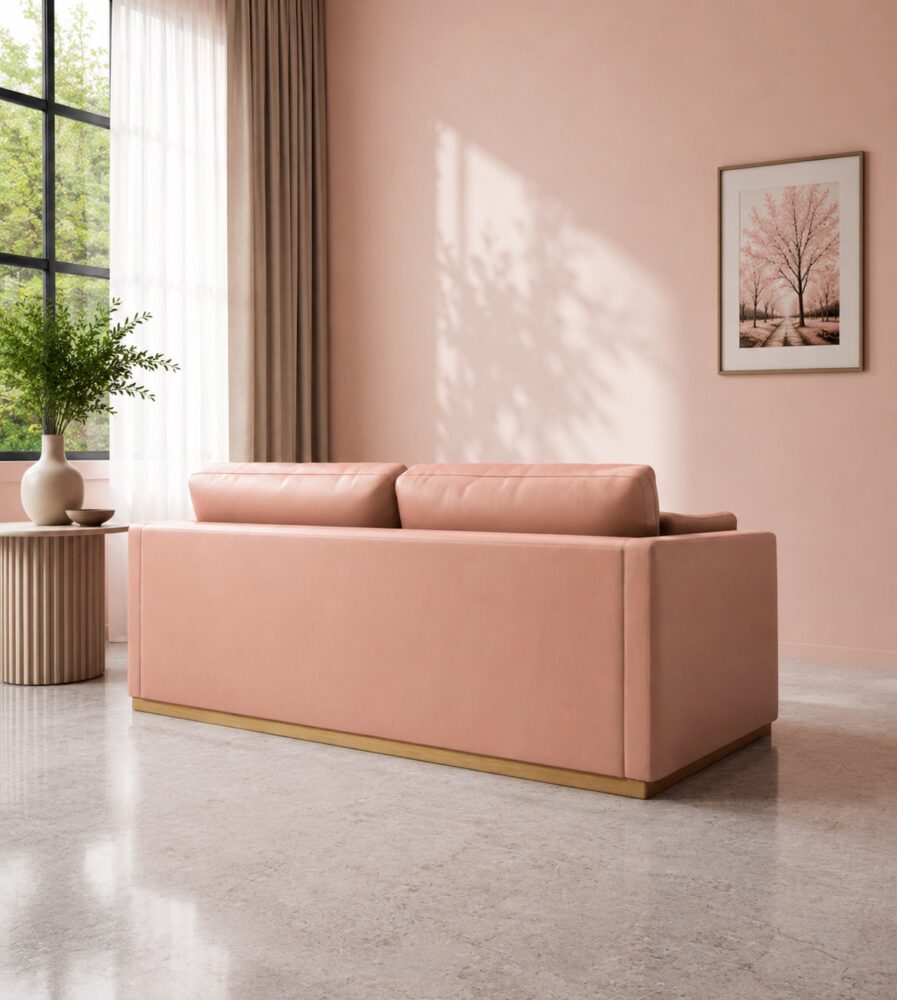Victor 2 Seater Sofa - Rosegold Pink Leatherette - Image 4