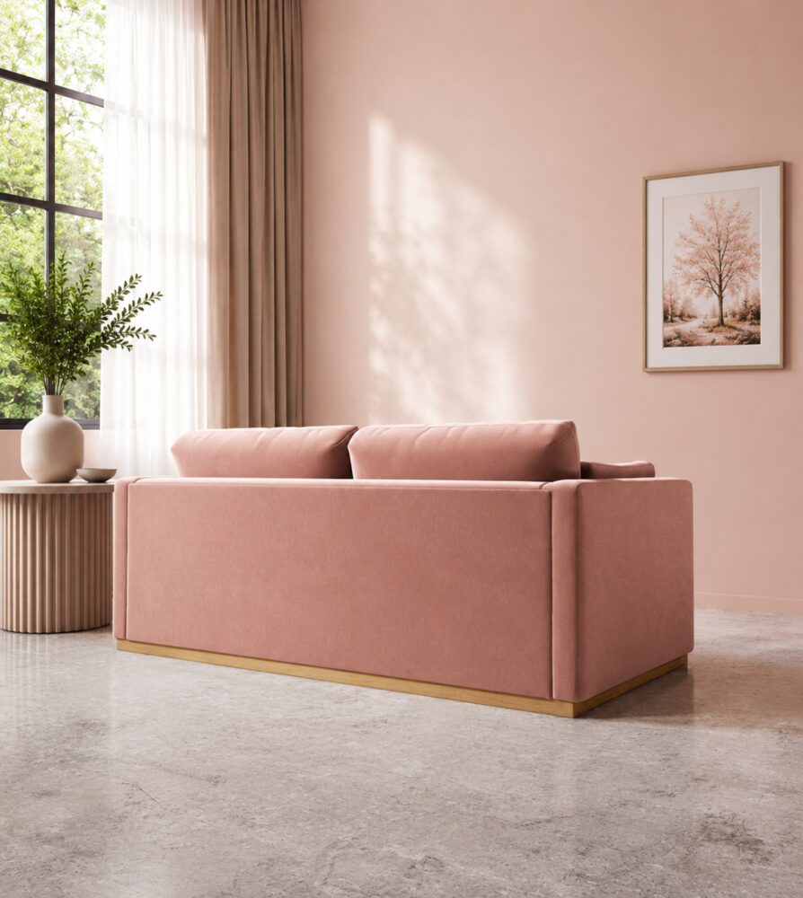 Victor 2 Seater Sofa - Rosegold Pink Velvet - Image 4