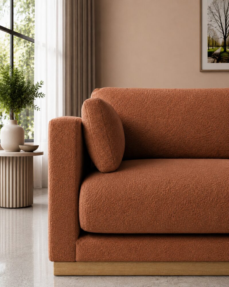 Victor 2 Seater Sofa - Rust Boucle - Image 3
