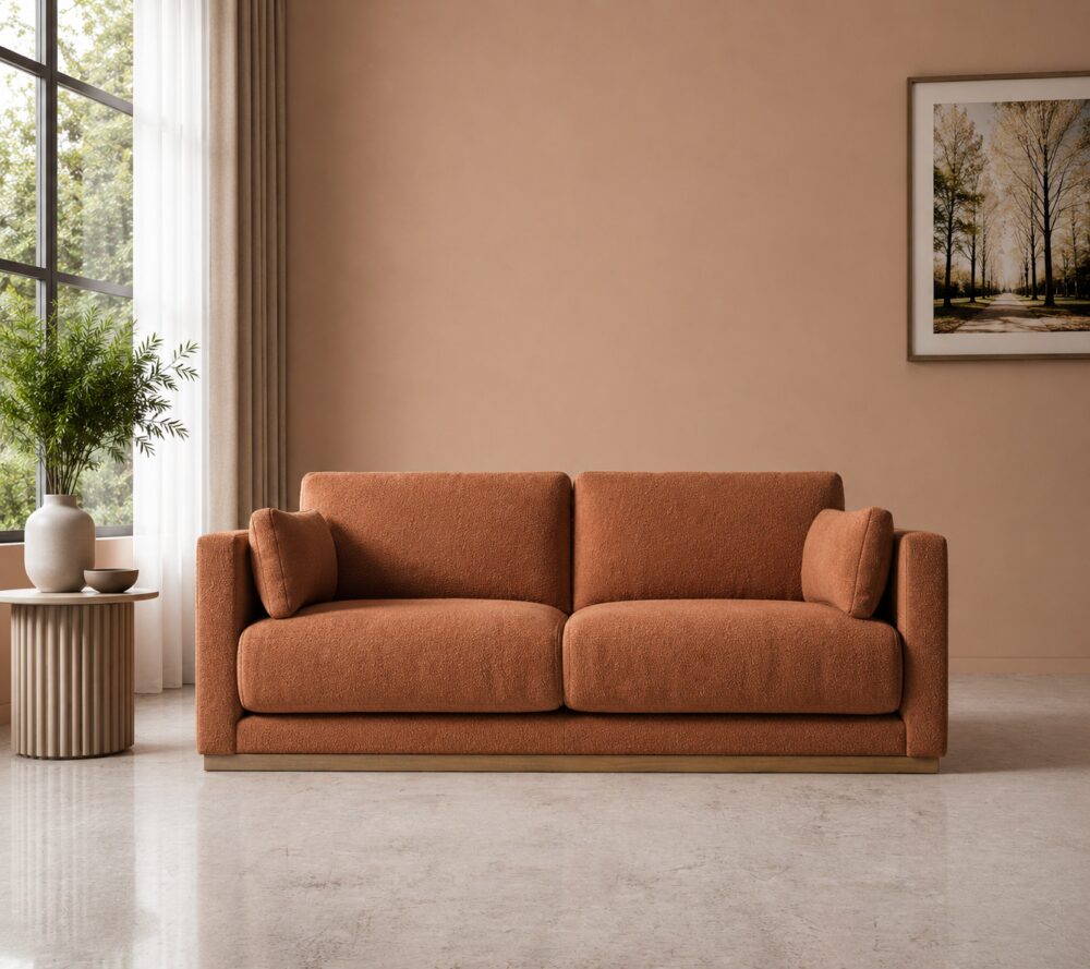 Victor 2 Seater Sofa - Rust Boucle - Image 1