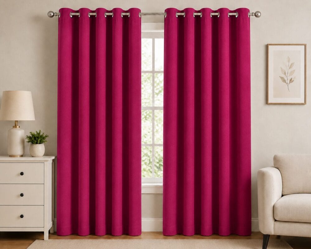 Premium Blackout Eyelet Curtain - Magenta colour
