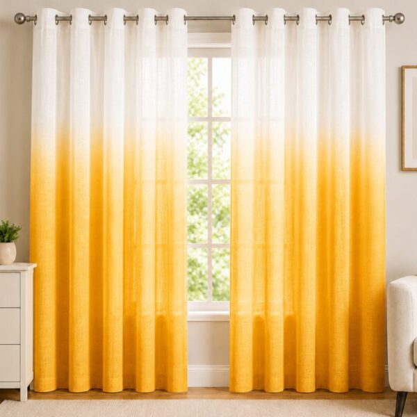 Ombre Sheer Eyelet Curtain - Marigold colour