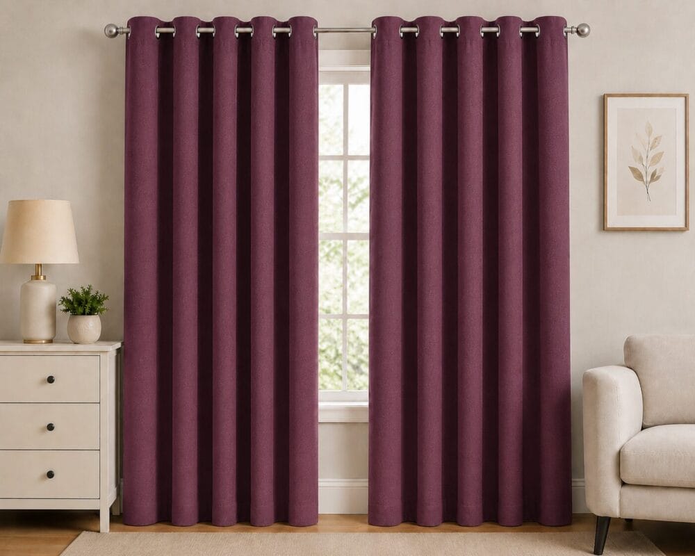 Premium Blackout Eyelet Curtain - Mulberry colour