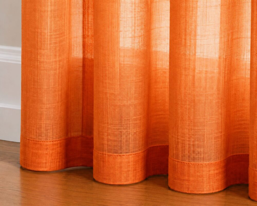 Ombre Sheer Eyelet Curtain - Pumpkin colour - Image 3