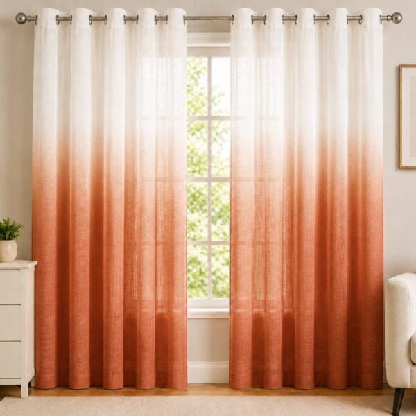 Ombre Sheer Eyelet Curtain - Terracotta colour