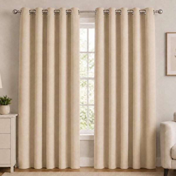Premium Blackout Eyelet Curtain - Beige colour