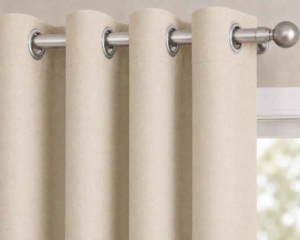 Premium Blackout Eyelet Curtain - Beige colour - Image 2
