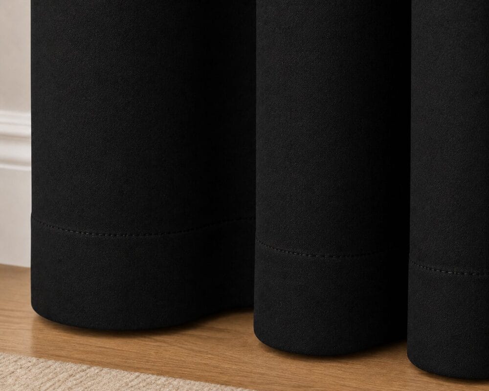 Premium Blackout Eyelet Curtain - Black colour - Image 3