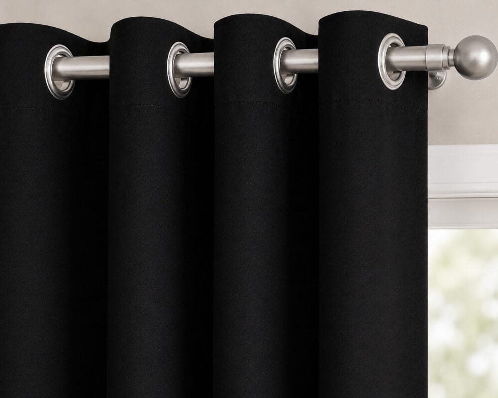 Premium Blackout Eyelet Curtain - Black colour - Image 2