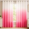 Ombre Sheer Eyelet Curtain - Pink colour