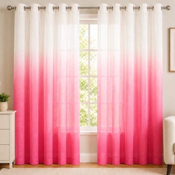 Ombre Sheer Eyelet Curtain - Pink colour