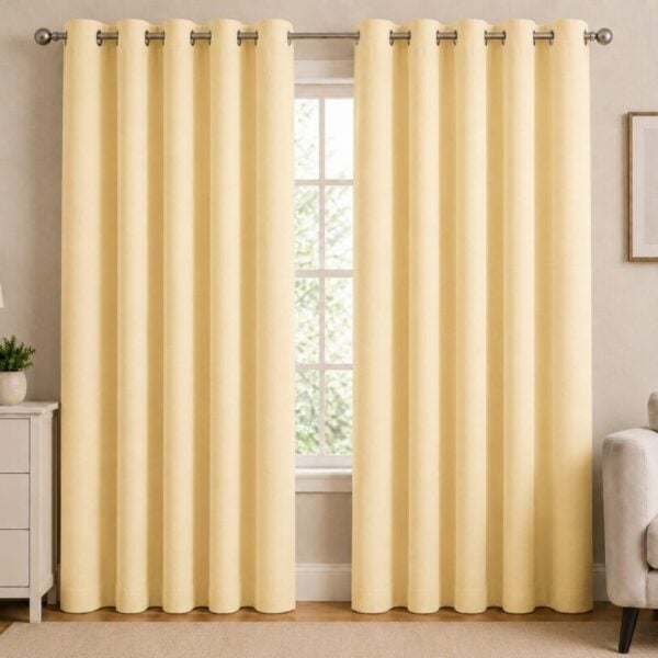 Premium Blackout Eyelet Curtain - Butter colour