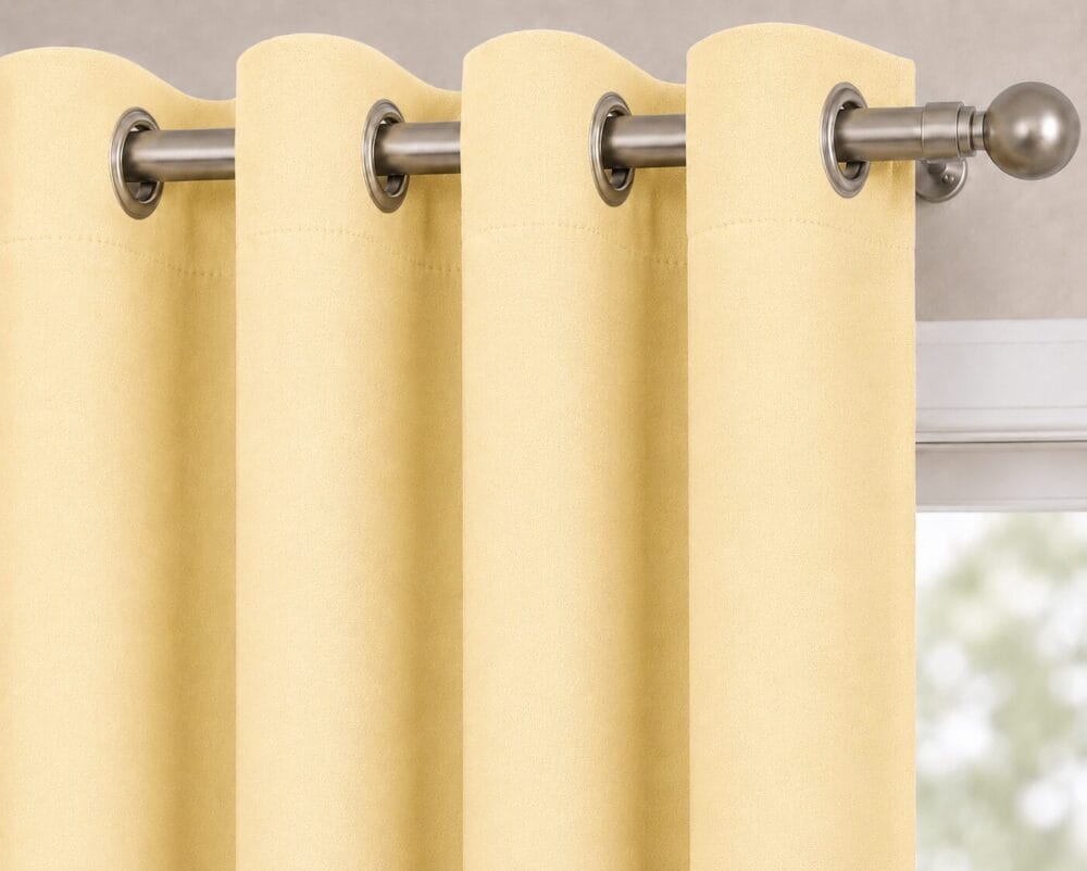 Premium Blackout Eyelet Curtain - Butter colour - Image 3