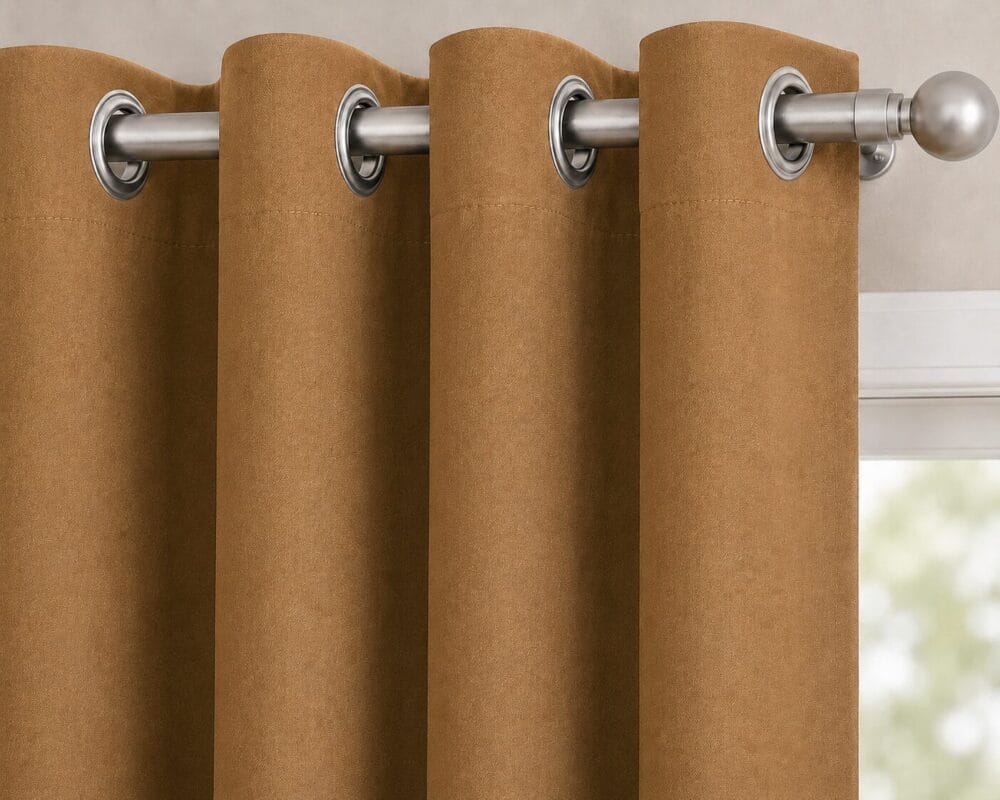 Premium Blackout Eyelet Curtain - Camel colour - Image 3