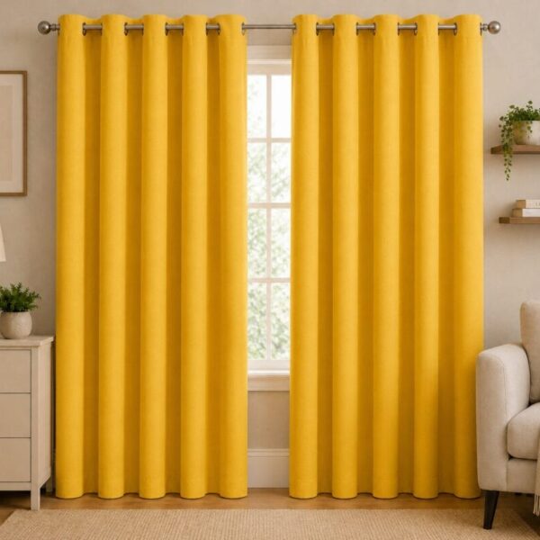Premium Blackout Eyelet Curtain - Canary colour