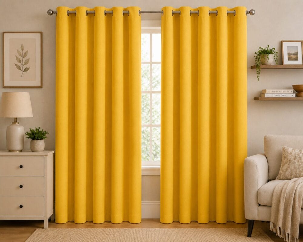Premium Blackout Eyelet Curtain - Canary colour
