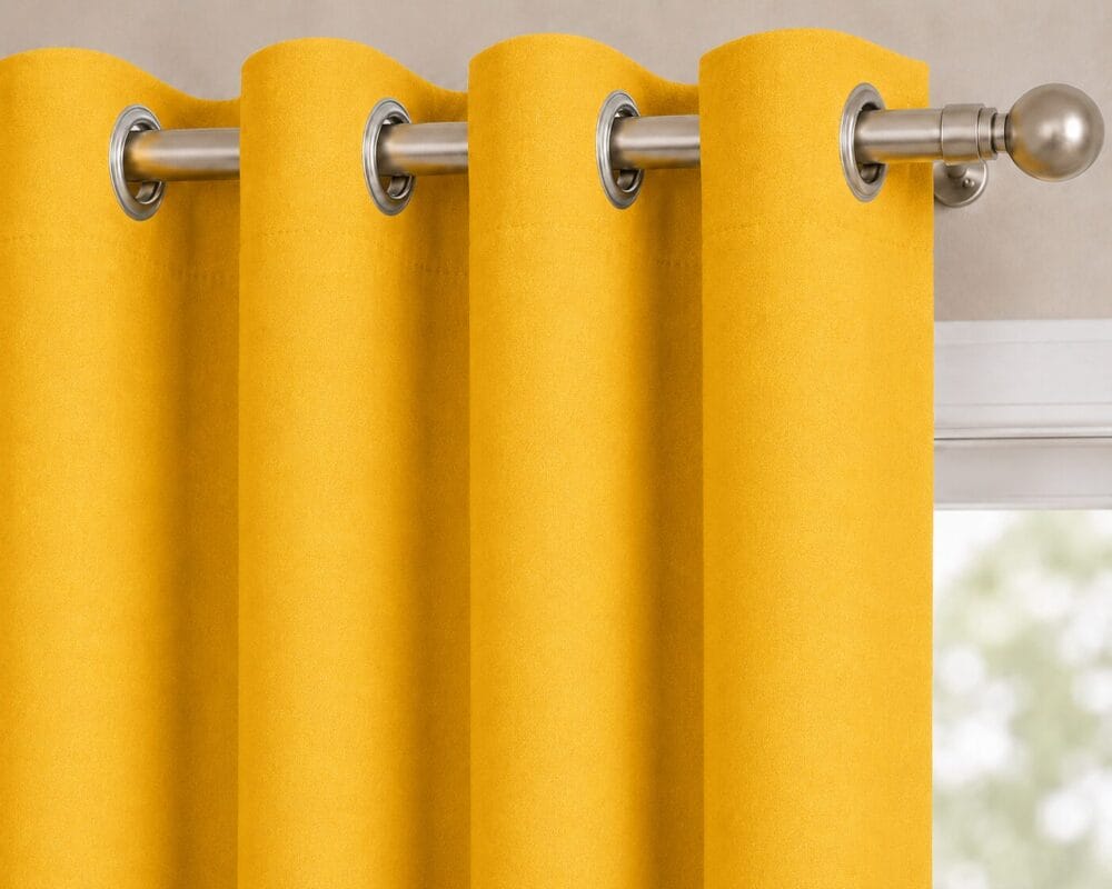 Premium Blackout Eyelet Curtain - Canary colour - Image 2