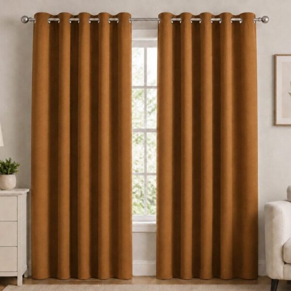 Premium Blackout Eyelet Curtain - Caramel colour