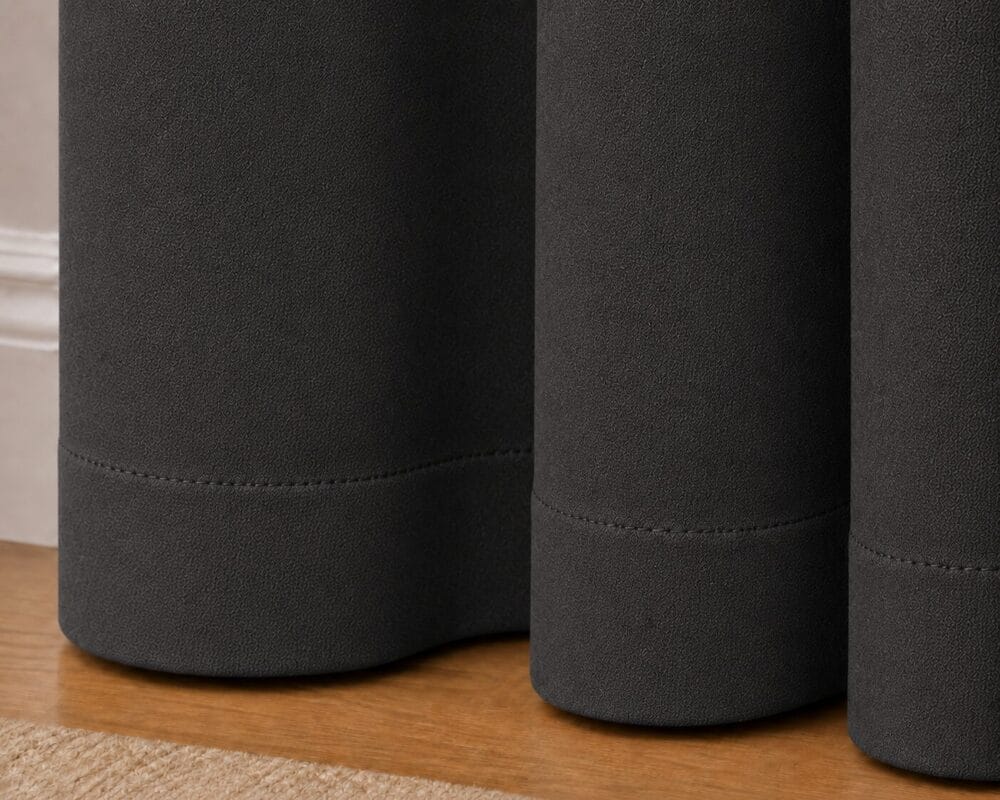 Premium Blackout Eyelet Curtain - Charcoal colour - Image 2