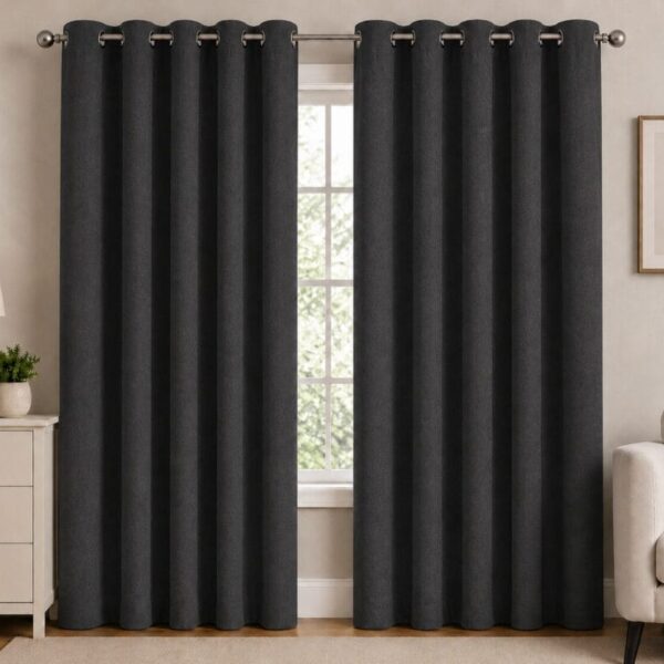 Premium Blackout Eyelet Curtain - Charcoal colour