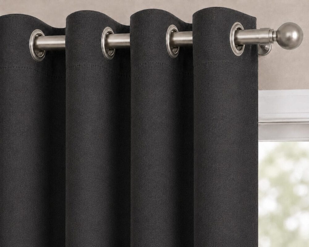 Premium Blackout Eyelet Curtain - Charcoal colour - Image 3