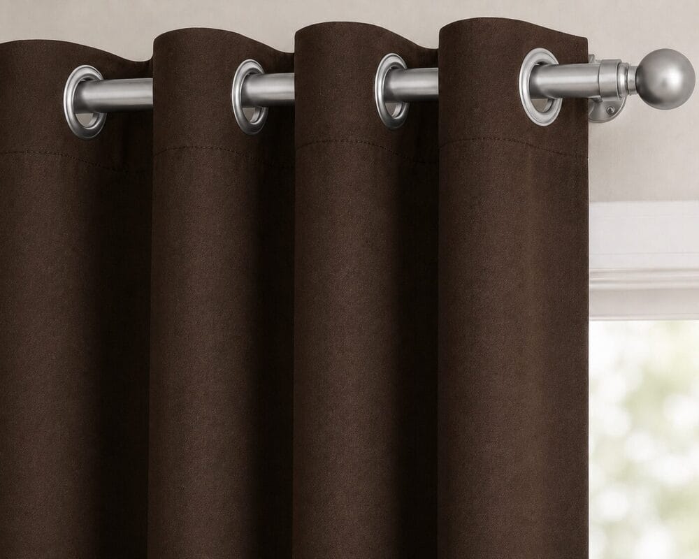 Premium Blackout Eyelet Curtain - Chocolate Brown colour - Image 2
