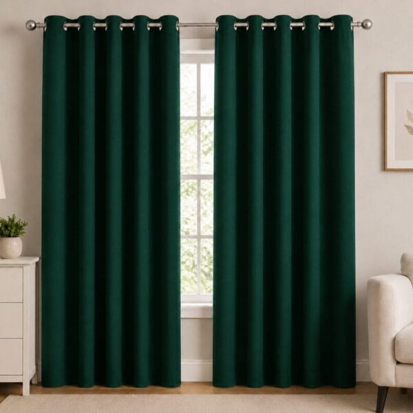 Premium Blackout Eyelet Curtain - Emerald Green colour