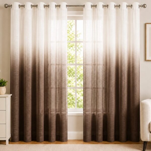 Ombre Sheer Eyelet Curtain - Espresso colour
