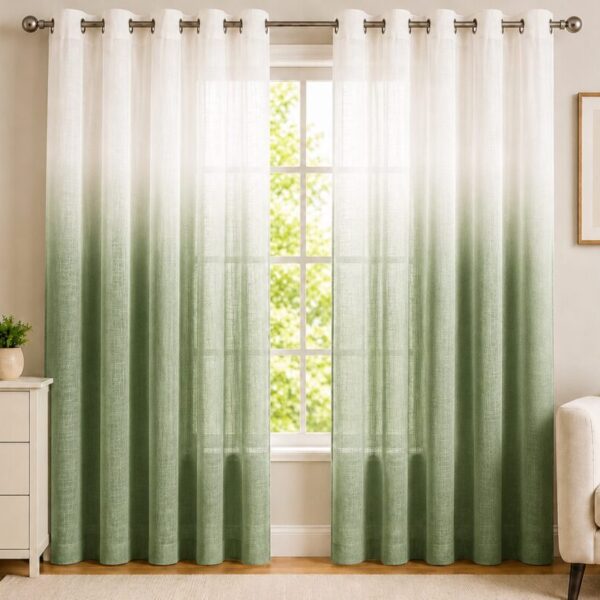 Ombre Sheer Eyelet Curtain - Fern colour