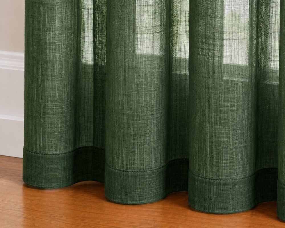 Ombre Sheer Eyelet Curtain - Forest colour - Image 3
